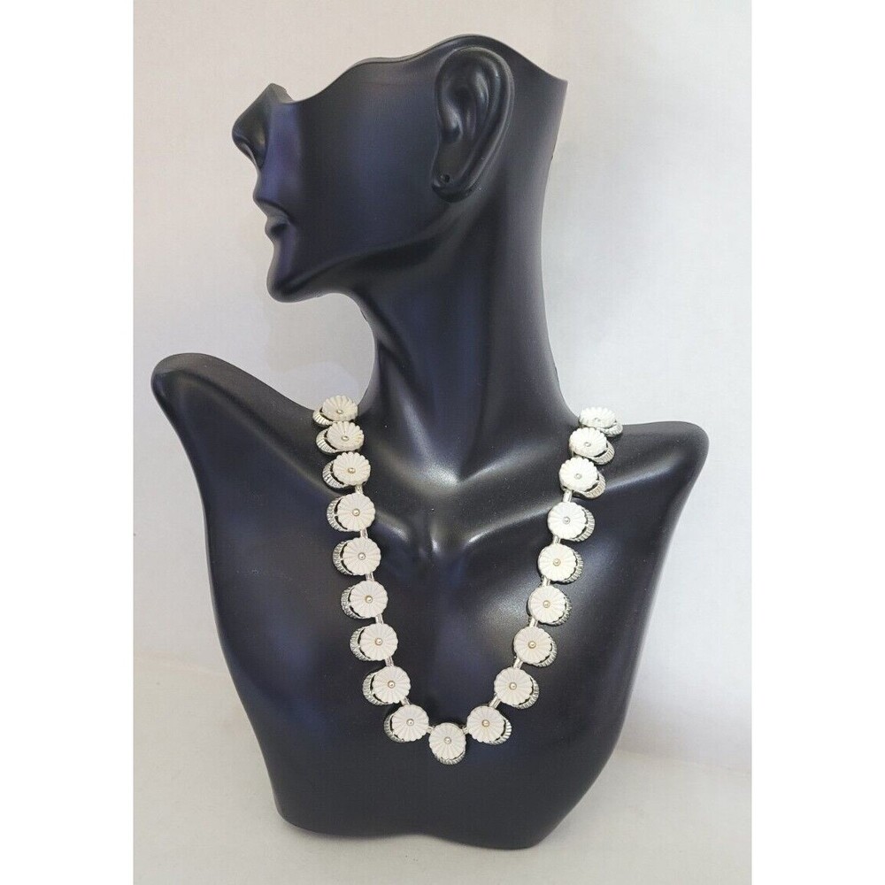 Vintage Coro Necklace Lucite & Metal Daisies 16"